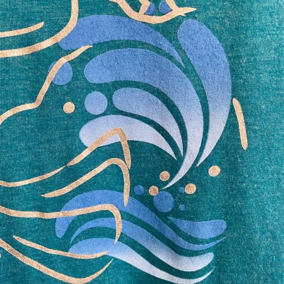Sotting Mermaid-Neck Short Sleeve T-Shirt Turquoise Sz L #04… - Picture 8 of 9